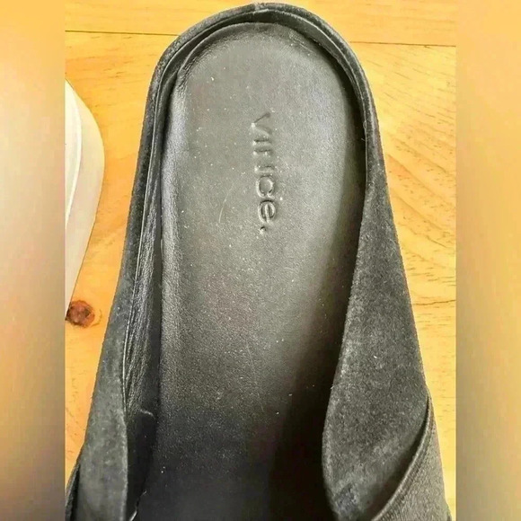 Women’s Vince Garvey Slip-on Suede Black Leather Backless Mule Sneakers size 9.5 - Picture 8 of 11